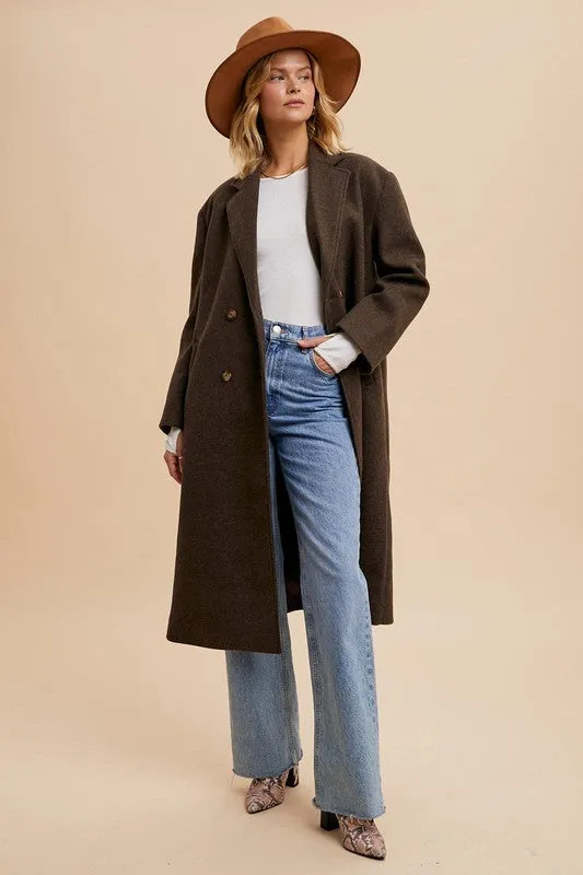 VIVIENNE FELTED DOUBLE BREASTED LAPEL DUSTER COAT