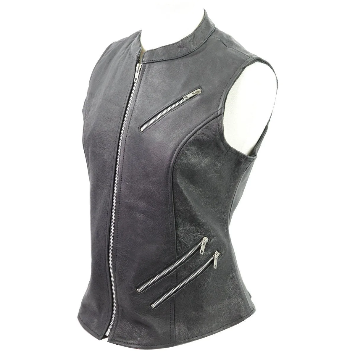 VL1028 Vance Leather Ladies Premium Leather Zipper Vest