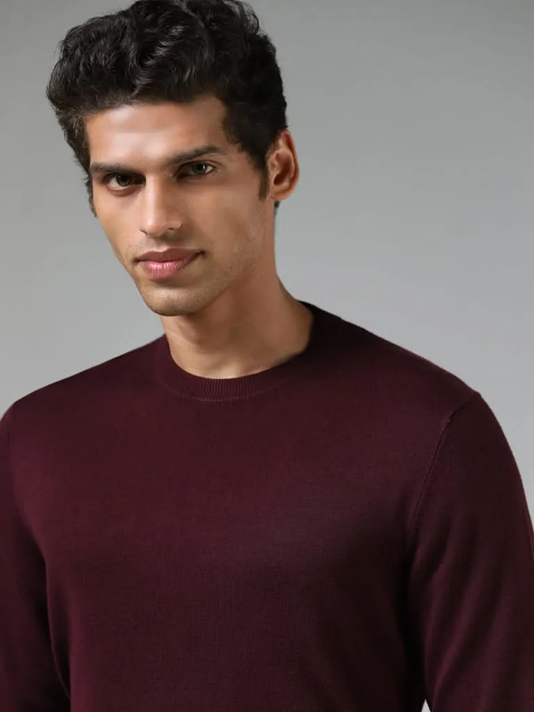 WES Formals Wine Slim-Fit Sweater