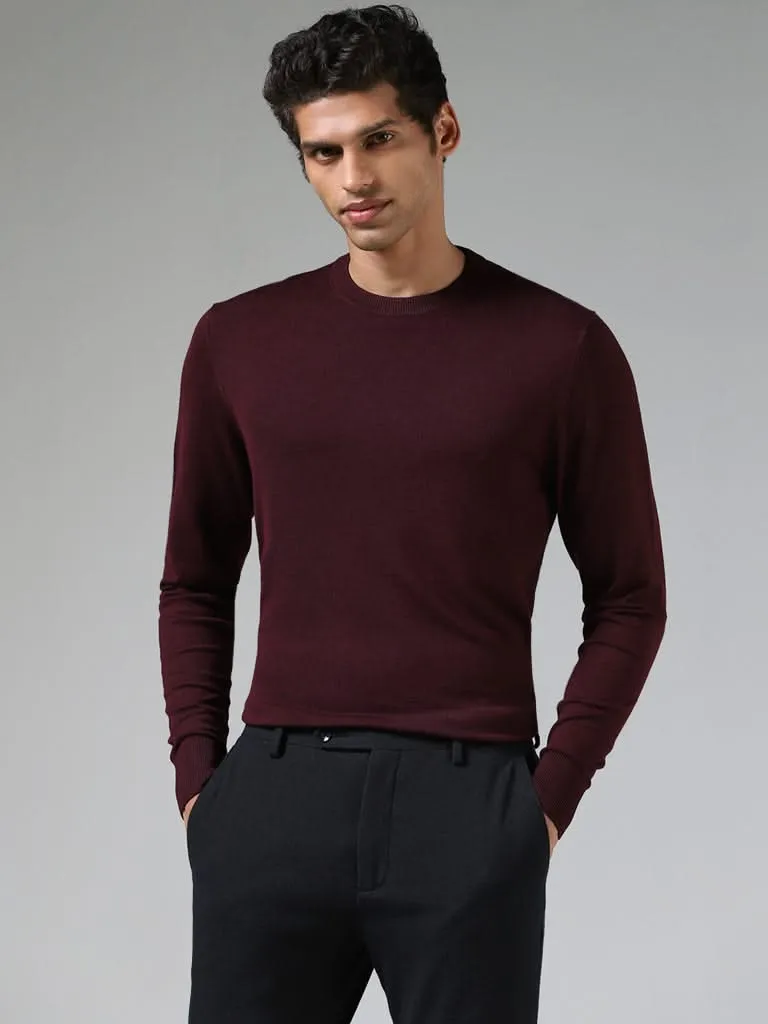 WES Formals Wine Slim-Fit Sweater