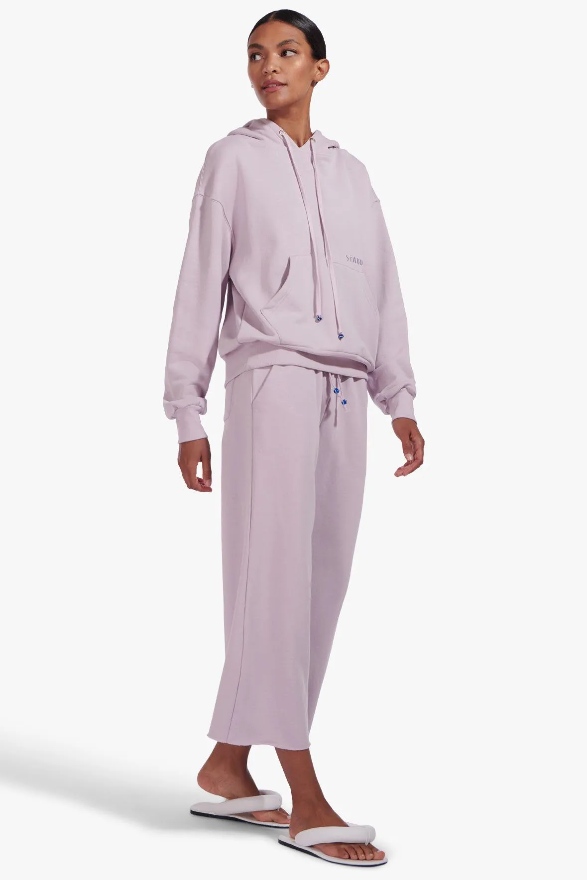 WIDE LEG CROPPED SWEATPANTS | LAVENDER