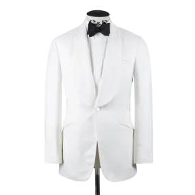 Wide Shawl Lapel Jacket in White Bamboo