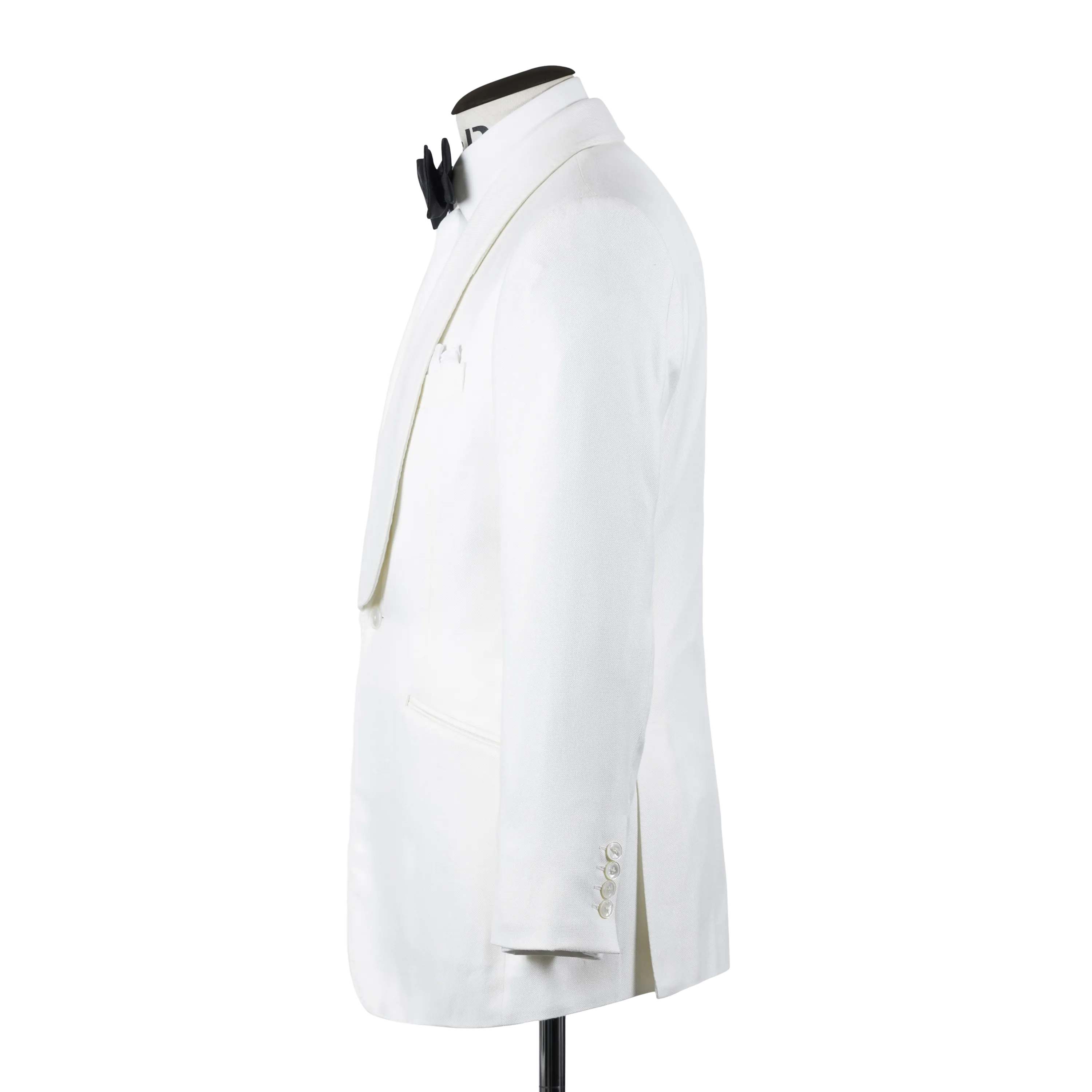 Wide Shawl Lapel Jacket in White Bamboo