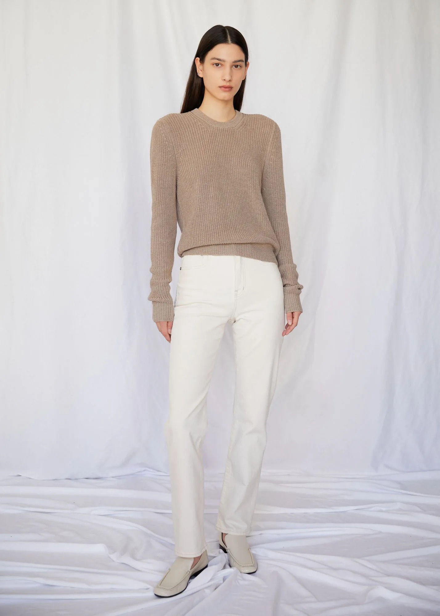 Winona Cotton Crewneck Sweater in Farro