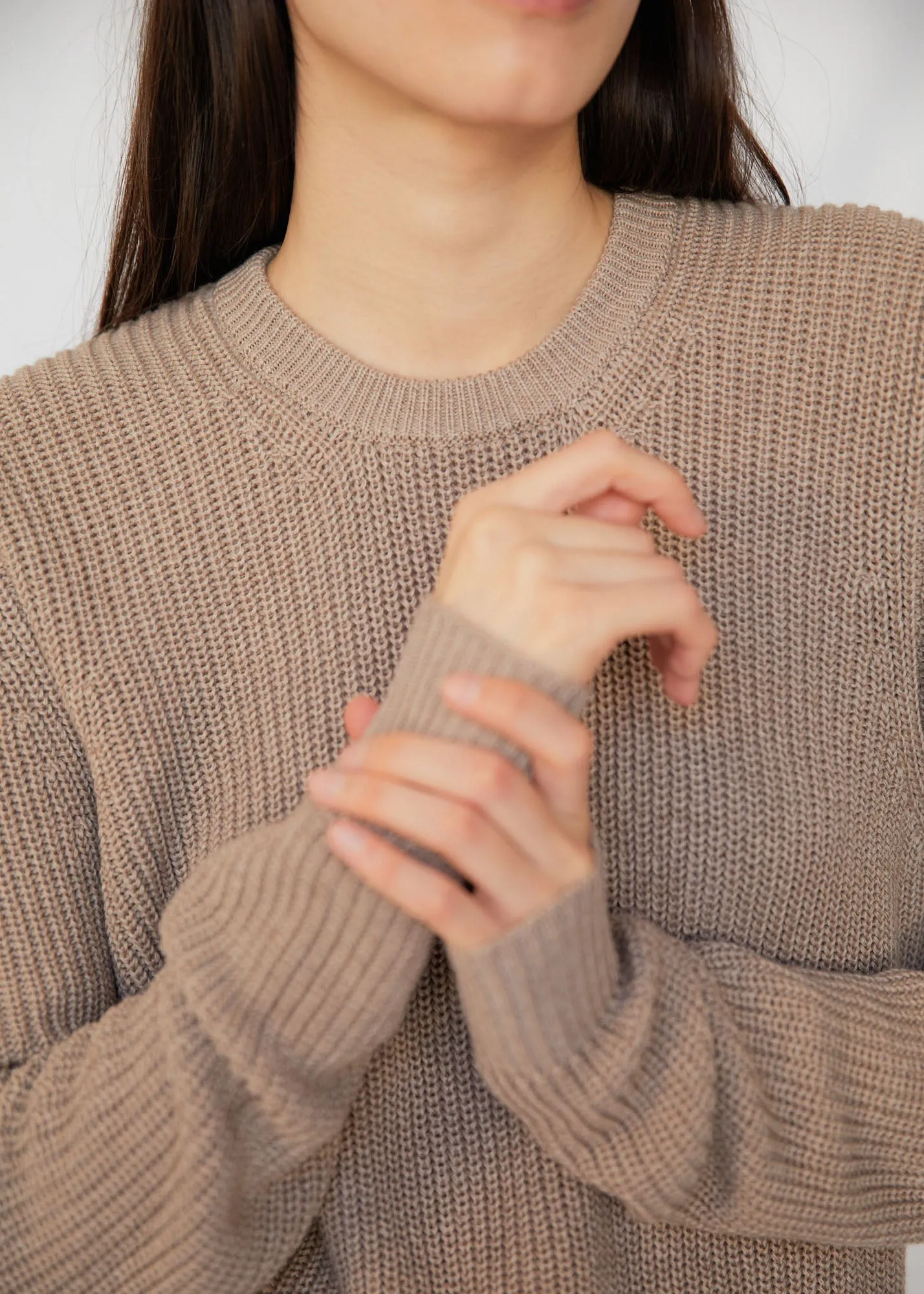 Winona Cotton Crewneck Sweater in Farro