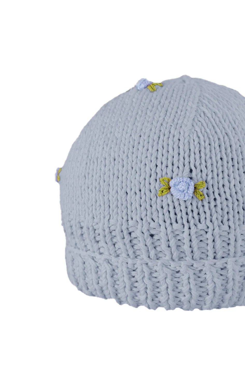 WINTER BLOOM BLUE ROSE Cotton Beanie Hat