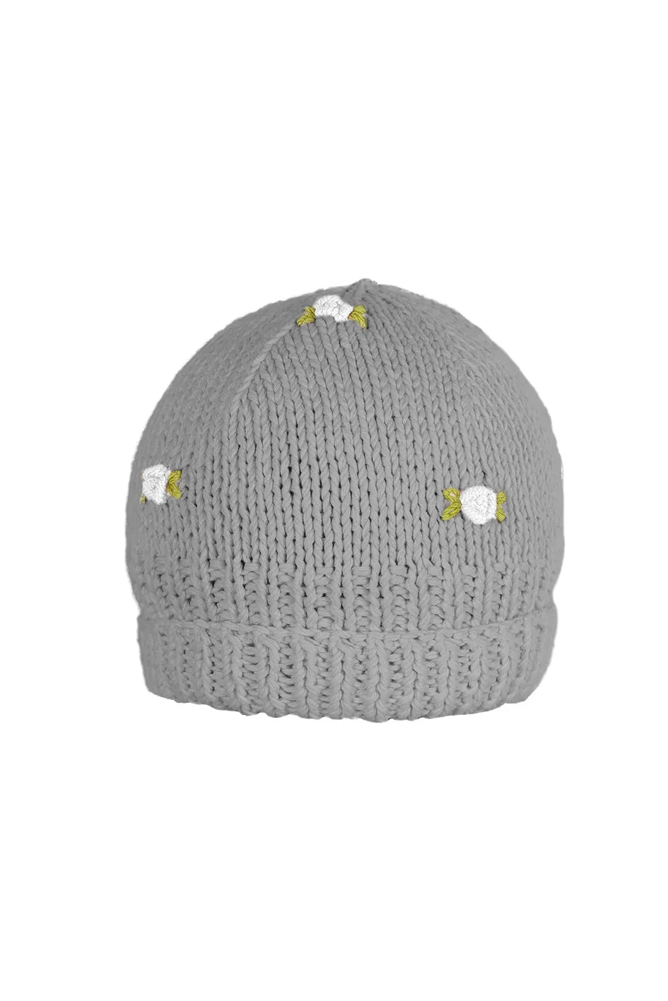 WINTER BLOOM WHITE ROSE Cotton Beanie Hat