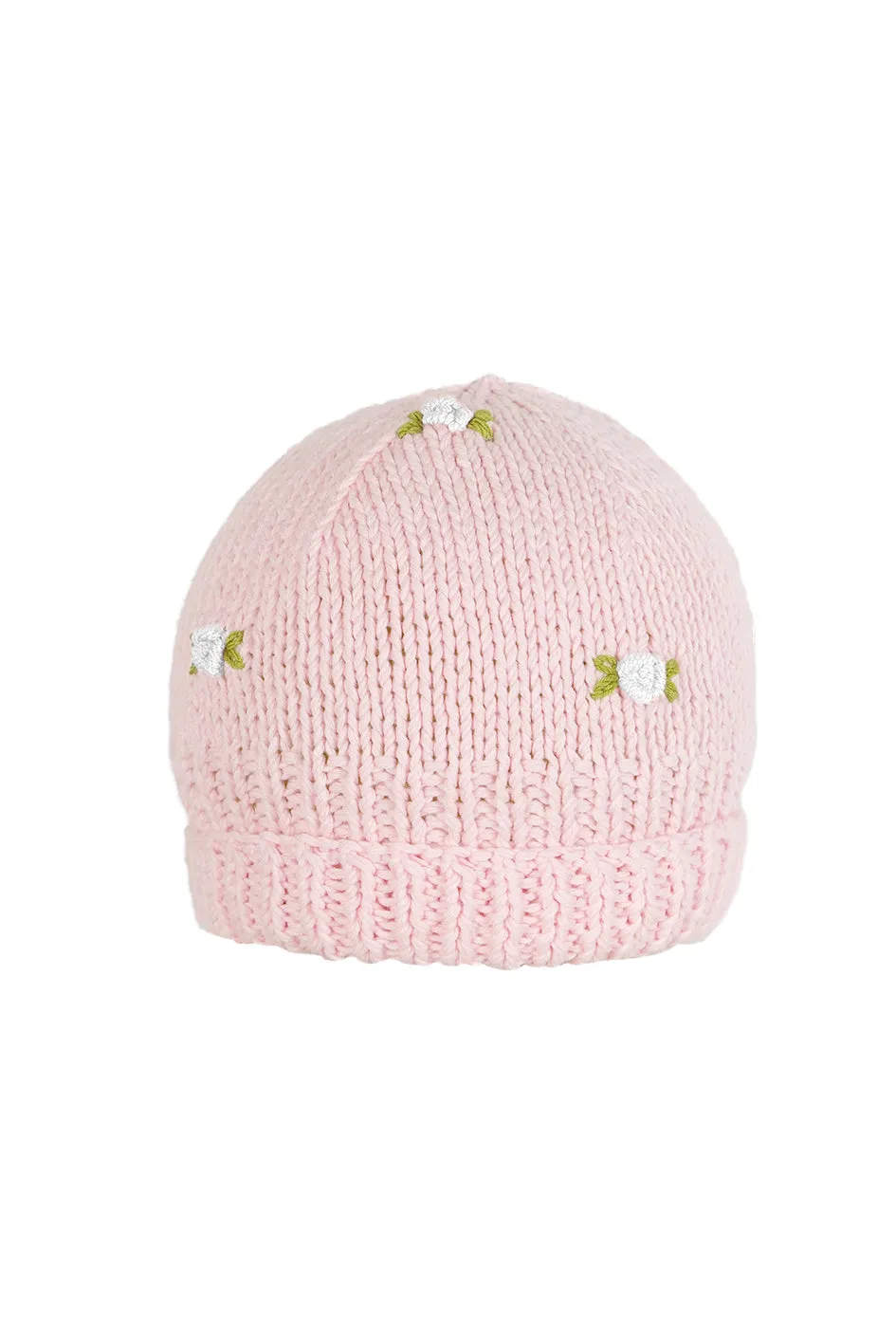 WINTER BLOOM WHITE ROSE Cotton Beanie Hat