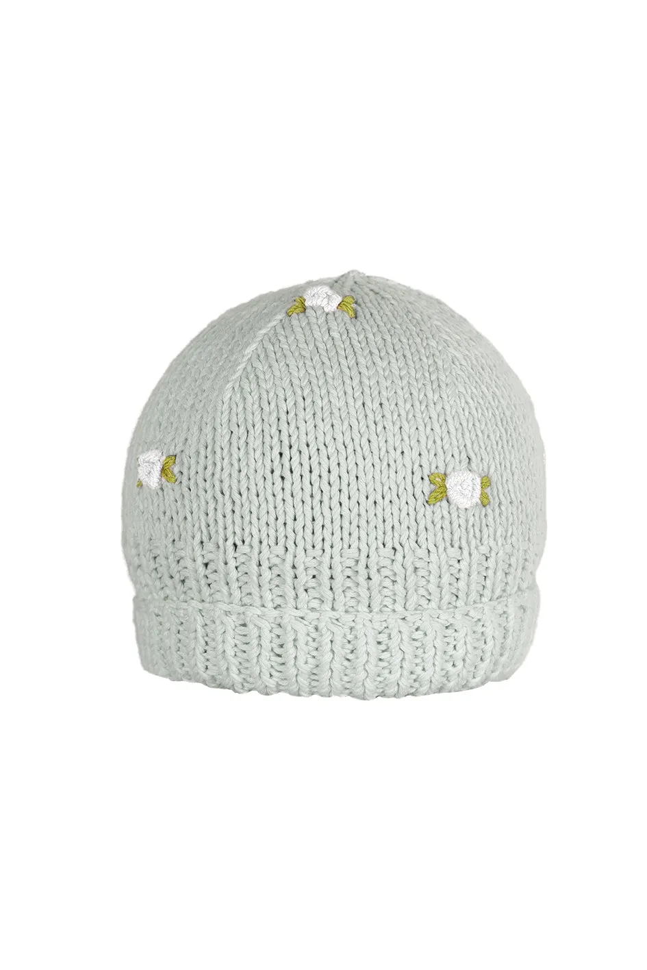 WINTER BLOOM WHITE ROSE Cotton Beanie Hat