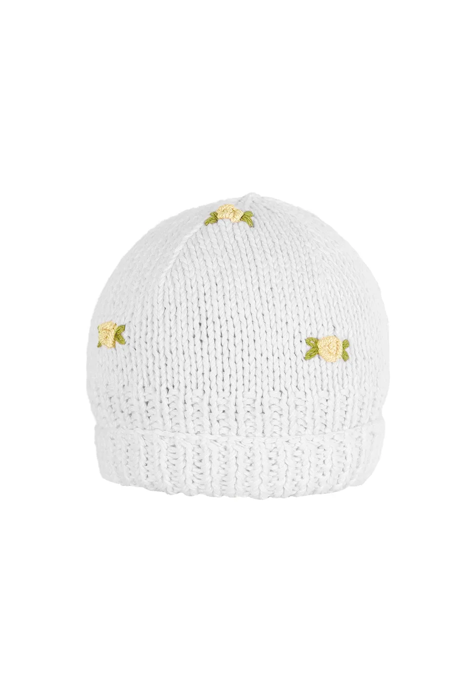 WINTER BLOOM YELLOW ROSE Cotton Beanie Hat