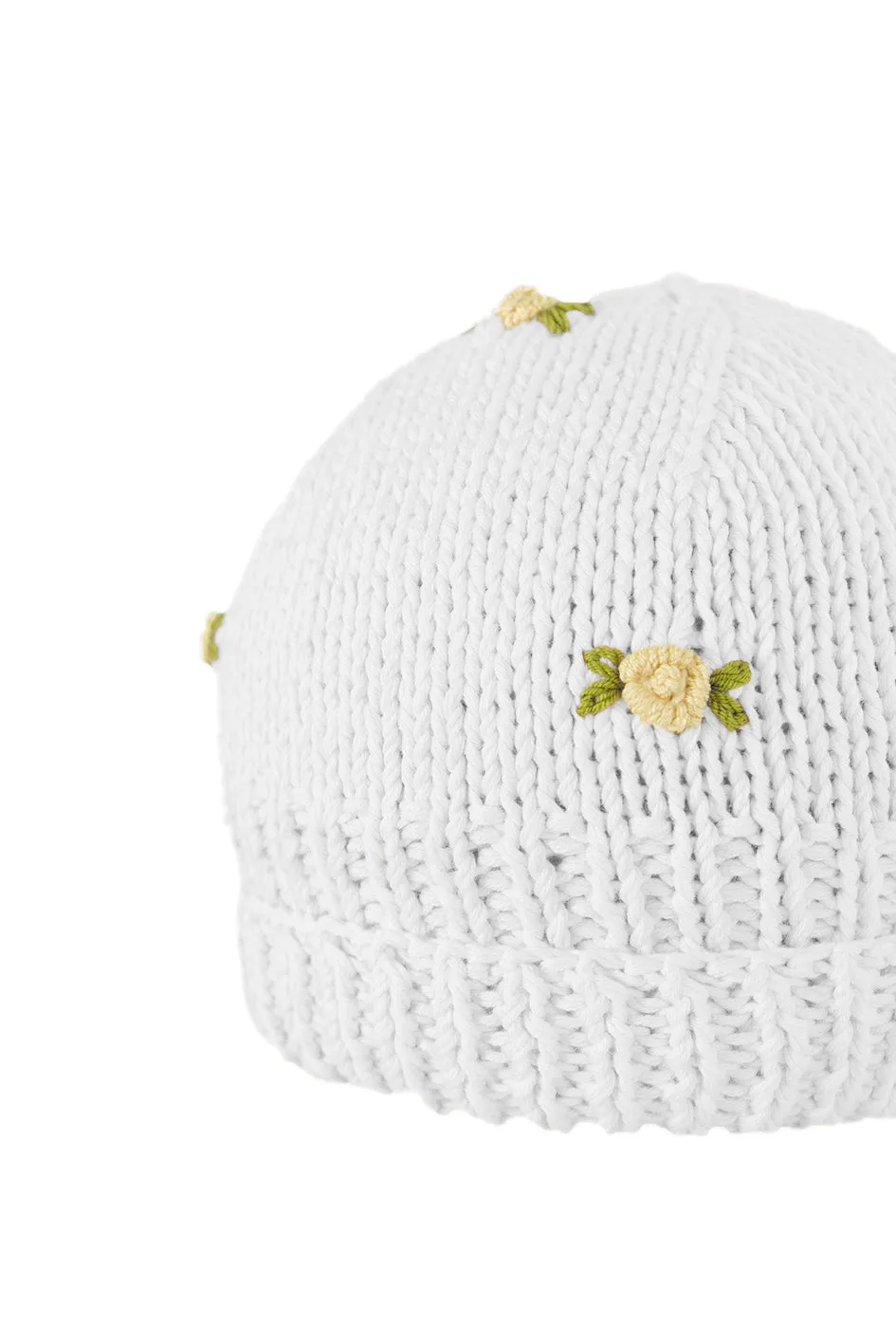 WINTER BLOOM YELLOW ROSE Cotton Beanie Hat