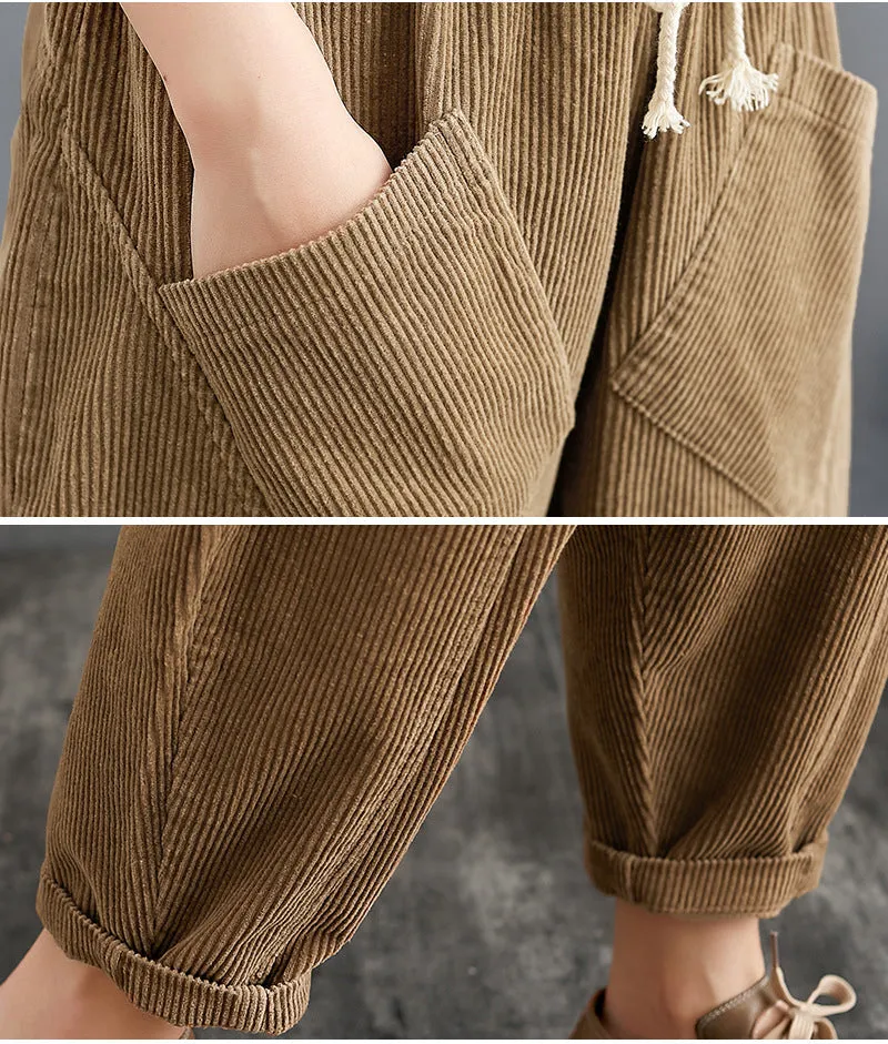 Women Plus Sizes Corduroy Pants