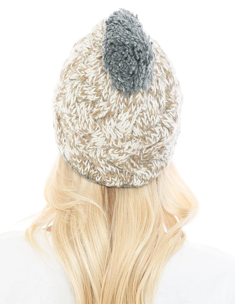 Woolen Beanie Hat with Pom Pom