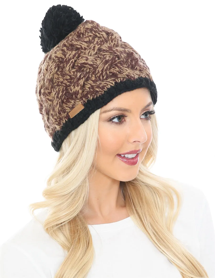 Woolen Beanie Hat with Pom Pom