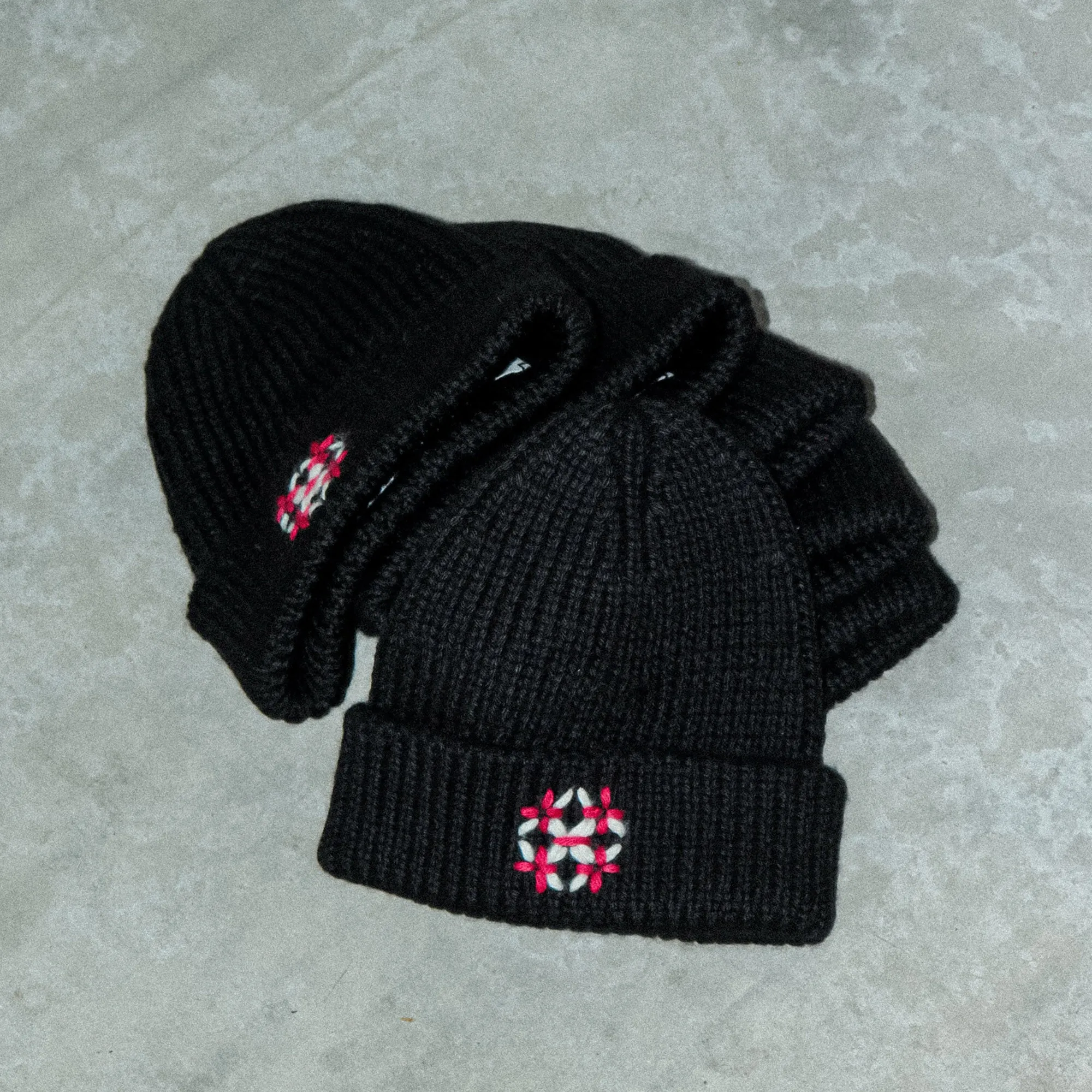 [x THE INOUE BROTHERS...] Alpaca Rib Hat-Sashiko Flower-