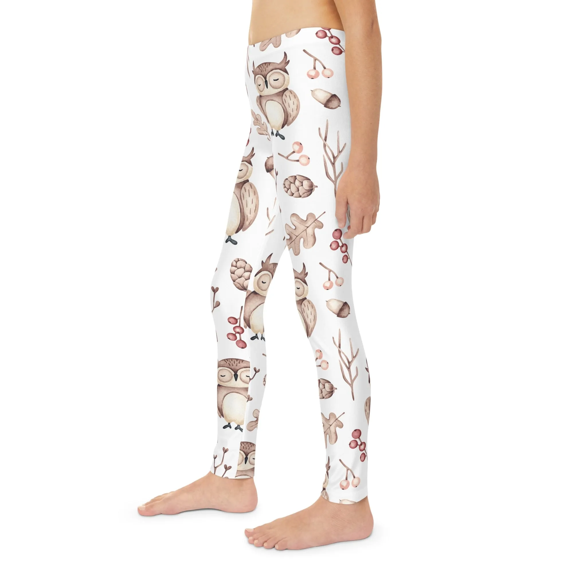 Youth Full-Length Leggings, Owl Design - Kids Leggings