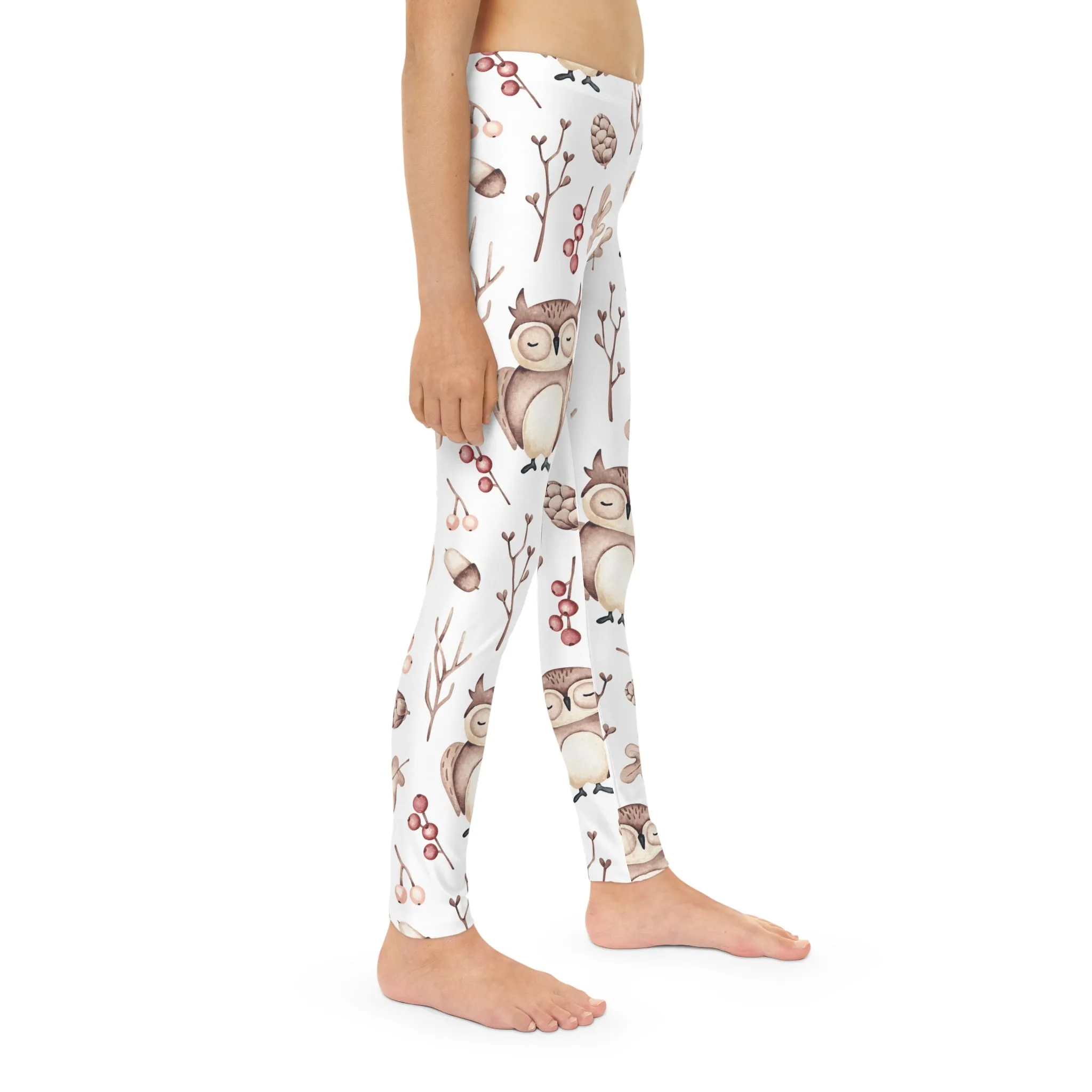 Youth Full-Length Leggings, Owl Design - Kids Leggings