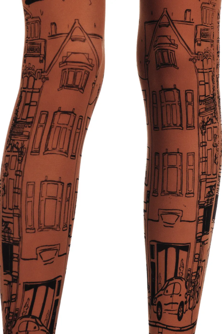 ZOHARA NEIGHBORHOOD Orange Printed Tights